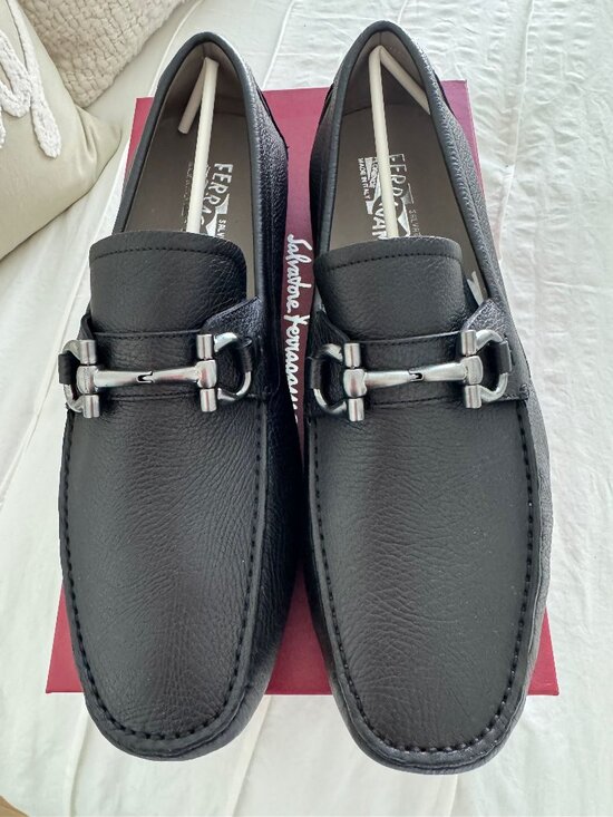 Ferragamo Men\'s Black Driving Moccasin Shoes - Size 11.5EE main image 13